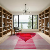 Red Heart Geometric Modern Area Rug