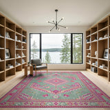 Vibrant Teal Pink Southwestern Area Rug