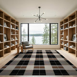 Rustic Black Brown Plaid Area Rug