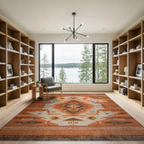 Orange Southwestern Tribal Geometric Area Rug