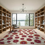 Interconnected Sunburst Circles Tribal Rug