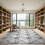 Black White Geometric Lattice Area Rug