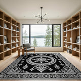 Black and White Black White Ornate Persian Medallion Rug