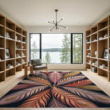 Golden Peacock Feathers Multi-Color Area Rug