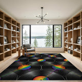 Rainbow Vinyl Burst Abstract Area Rug