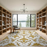 Luxurious Gold Damask Area Rug