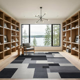 Modern Geometric Black White Geometric Modern Area Rug