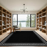 Black and White Black White Greek Key Geometric Area Rug