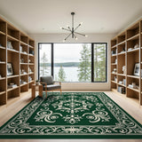 Emerald Green Ornate Persian Area Rug