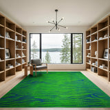 Vibrant Green Teal Zebra Stripe Area Rug