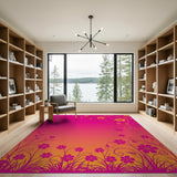 Vibrant Pink Floral Gradient Area Rug