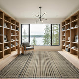 Black Diamond Grid Beige Area Rug