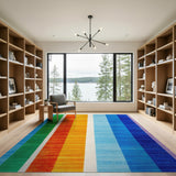 Vibrant Multi-Color Vertical Stripe Geometric Area Rug