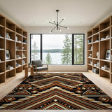 Brown Tan Geometric Heritage Tribal Area Rug