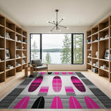 Bold Pink Surfboard Geometric Area Rug