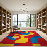 ODIKA Modern Abstract Geometric Washable Area Rug - Low Pile Non-Slip Pop Art Rug