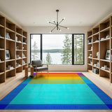 Multi-color and Patterns Vibrant Rainbow Geometric Area Rug
