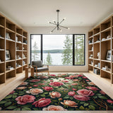 Vintage Peach Pink Climbing Roses Area Rug