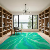 Radiant Teal Wave Abstract Area Rug