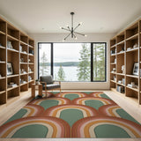 Retro Earth Tone Arch Area Rug