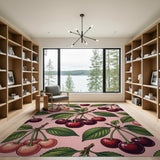 Multi-color and Patterns Cherry Fruit Pattern Pink Area Rug