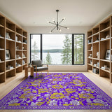 Purple Yellow Floral Vintage Area Rug