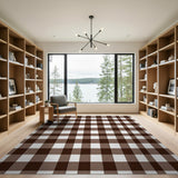 Brown Tan Buffalo Check Rustic Area Rug