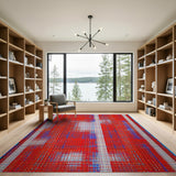Bold Red Geometric Grid Area Rug