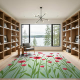 Red Poppy Meadow Area Rug