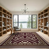 Maroon Geometric Heritage Tribal Rug