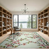 Pink Cherry Blossom Floral Vintage Area Rug