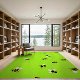 Cute Cartoon Bees Green Area Rug