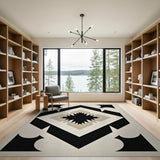 Black Starburst Geometric Heritage Rug