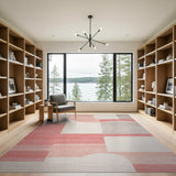 Modern Geometric Red Grey Abstract Area Rug