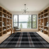 Black Grey Tartan Plaid Area Rug