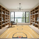 Beige and Neutral Tan Basketball Court Area Rug