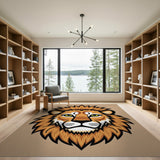 Bold Cartoon Lion Face Area Rug