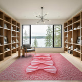Whimsical Pink Linen Bow Shag Area Rug