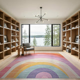ODIKA Washable Rainbow Arch Area Rug - Low Pile Non-Slip Colorful Nursery Carpet
