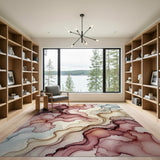 Ethereal Rose Fluid Abstract Area Rug