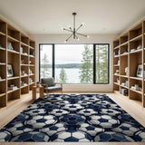 Navy Soccer Ball Stack Area Rug