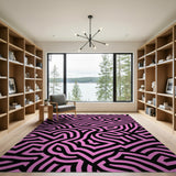 Geometric Modern Bold Pink Maze Geometric Area Rug