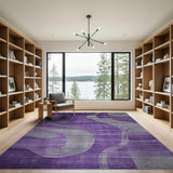 Purple Grey Abstract Wave Area Rug