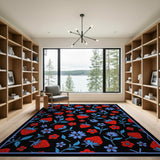 Multi-color and Patterns Whimsical Strawberry Fruit Pattern Area Rug