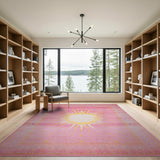 Pink Sunburst Boho Chic Area Rug