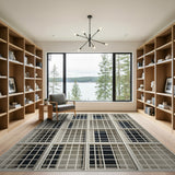 Modern Black White Grid Facade Area Rug