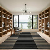 Bold Black White Striped Geometric Area Rug