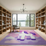 Pink Unicorn Kids Area Rug with Stars