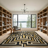 Gold Maze Labyrinth 3D Area Rug