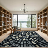 Radiant Geometric Black White Area Rug